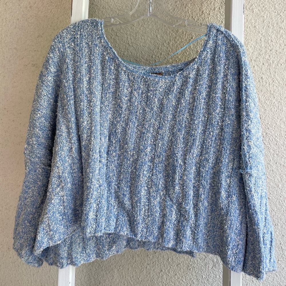 Free People Blue Cropped Oversized Sweater / NWOT